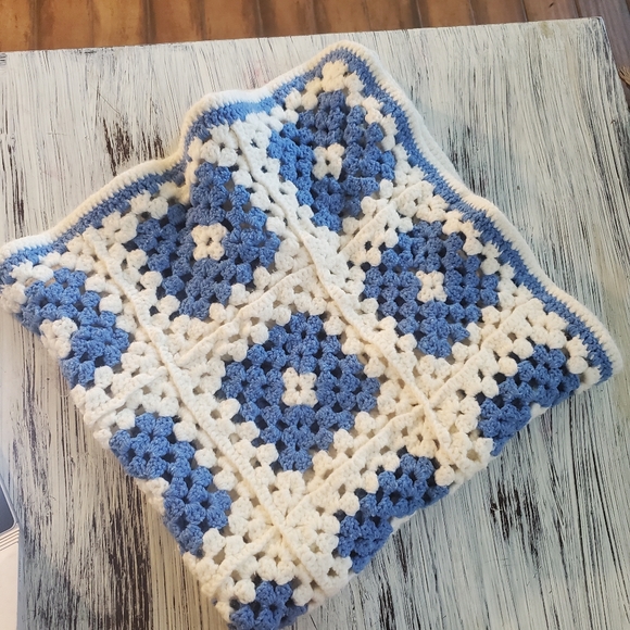 Hand Crafted Other - Handmade Granny Square Blue and White Crochet